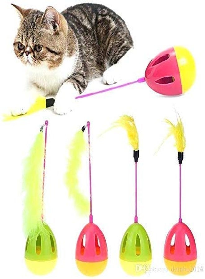THE DDS STORE Cat Toy Interactive Rolly Polly Tumbler with Feather Toy & Treat Despensing Toy Feather Toy (Color May Vary) - Image 5
